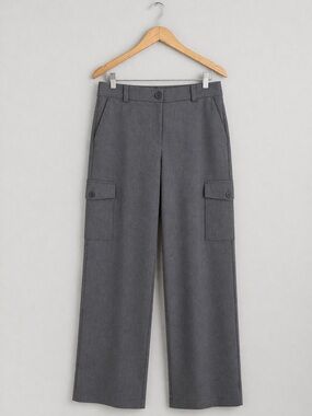 LOFT Wide-Leg Cargo Pants in Charcoal